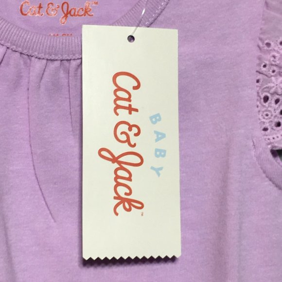 Cat and Jack Bodysuit 6-9 months Baby Infant Short Sleeve Purple Lace Sleeve New - Picture 8 of 8
